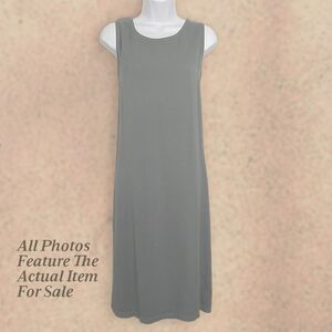 Via Vai By Pollero Grey Sleeveless Knit Shift Midi Dress Womens Small